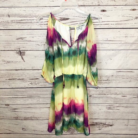 Almost Famous Dresses & Skirts - Almost famous cold shoulder tie dye dress